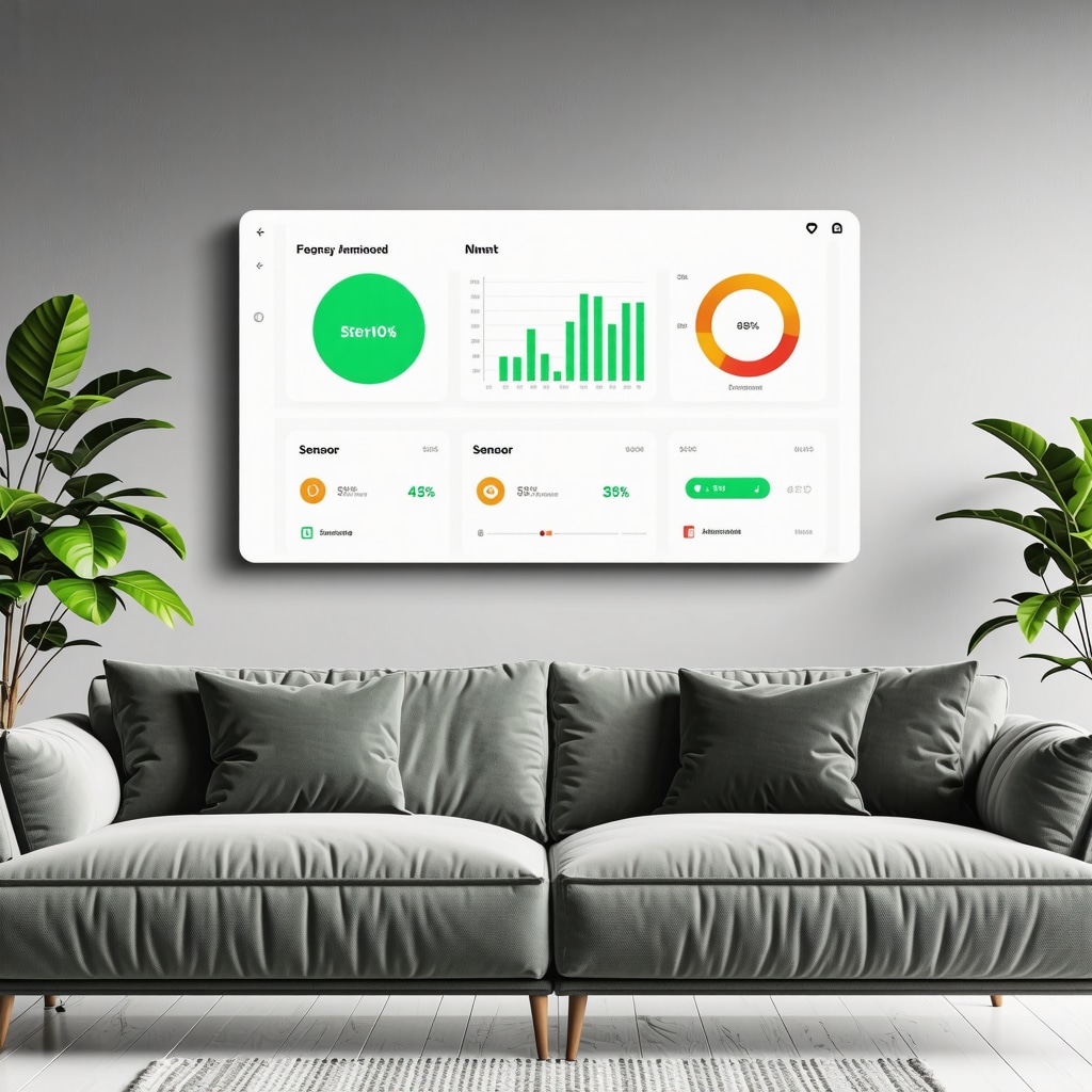 Smart home dashboard showing real-time energy consumption and sensor automation data