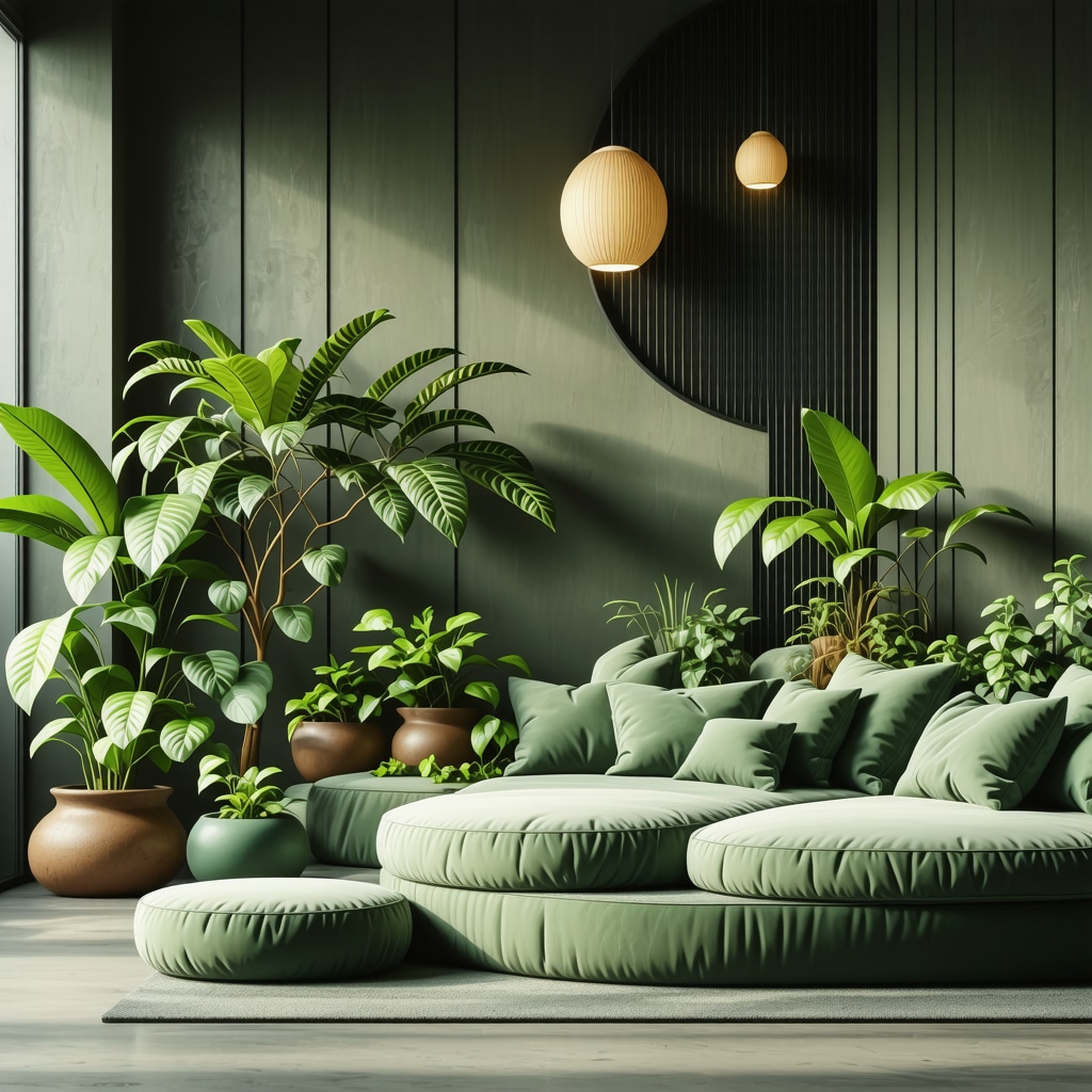 A modern interior showcasing advanced DIY spring decorations with smart sensors, LED lighting, and sustainable composite materials