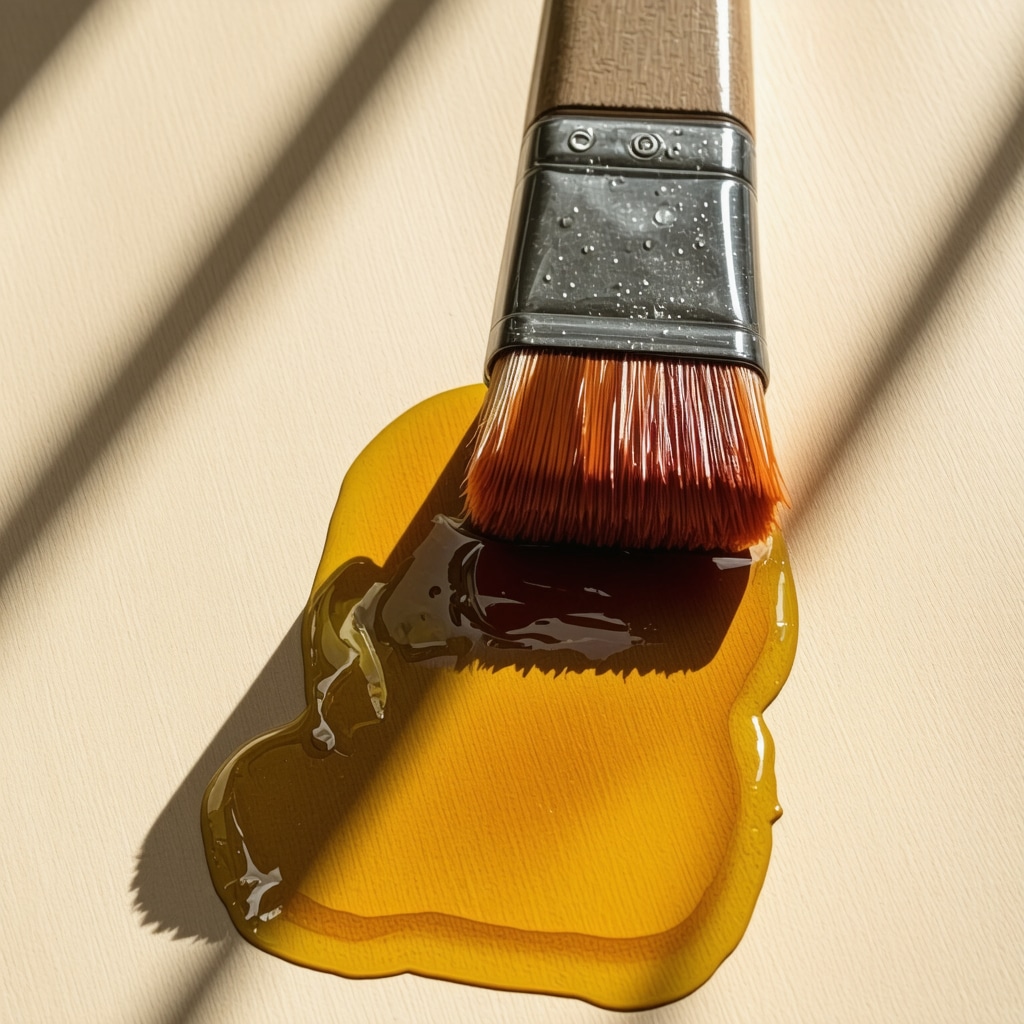 Wooden surface being coated with natural waterproofing oil and beeswax mixture