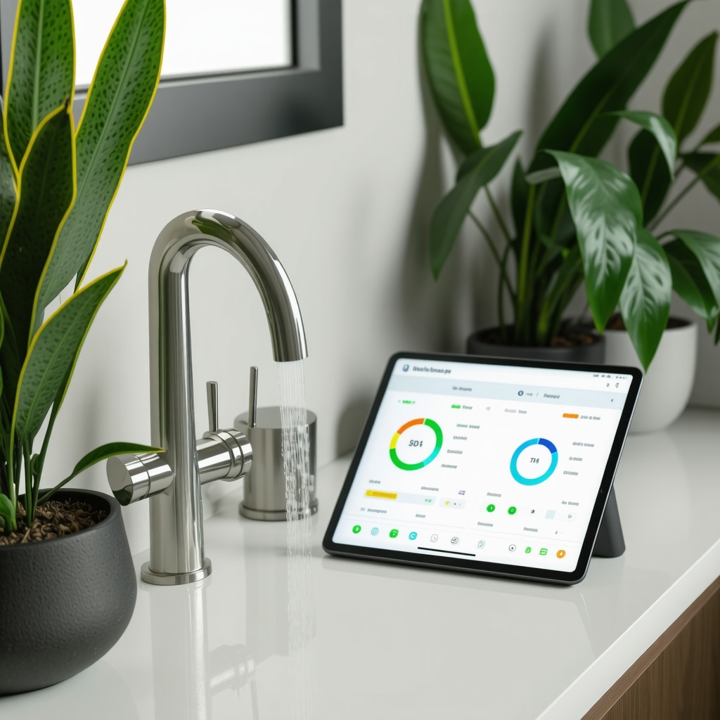 IoT water-saving sensors and digital monitoring system in a modern home