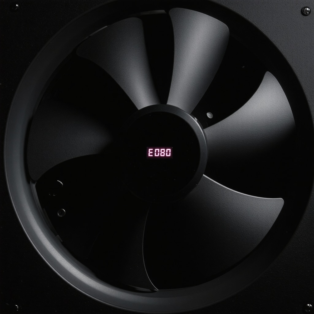 High-tech vibration sensor analyzing fan vibrations with digital interface