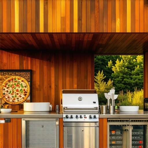 Redwood outdoor kitchen with modern appliances and sleek design