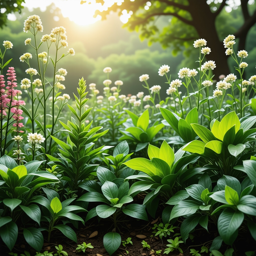 Lush garden with thriving plants protected by natural pest repellents