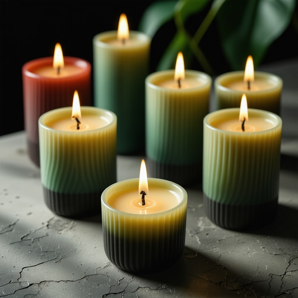 Eco-friendly candle with recycled glass and natural decorations