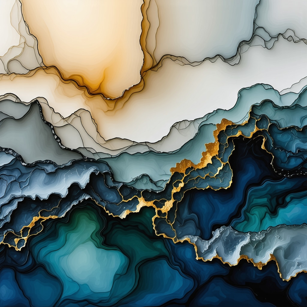Close-up of encaustic painting layers with textures and colors