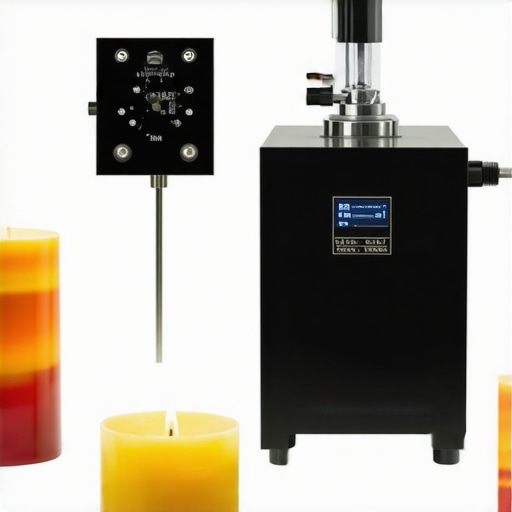 High-tech candle making tools including digital thermometers and ultrasonic stirrers for precise layering
