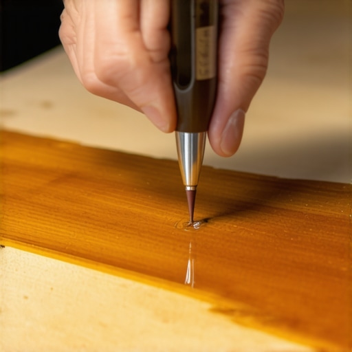 Close-up of applying UV protection on wood surface with brush
