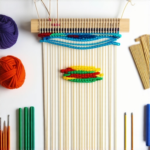 Colorful yarns and simple weaving tools for beginners