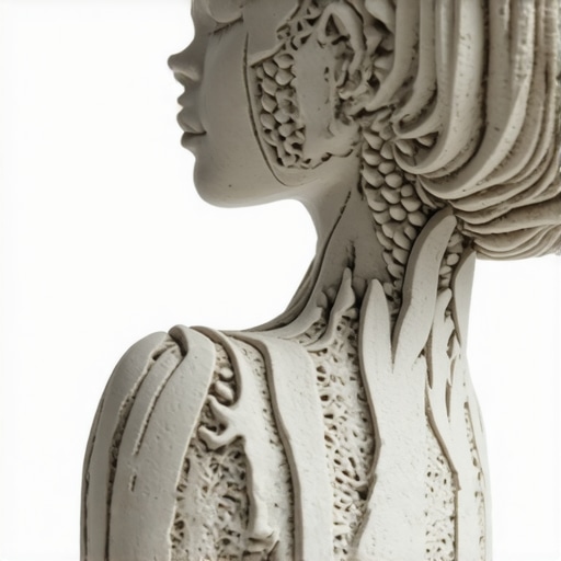 Close-up of textured polymer clay figurine showing fine details and finish