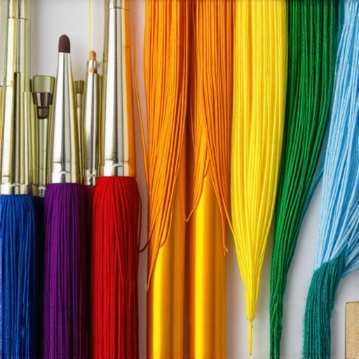 Embroidery threads and needle on fabric, detailed and colorful.