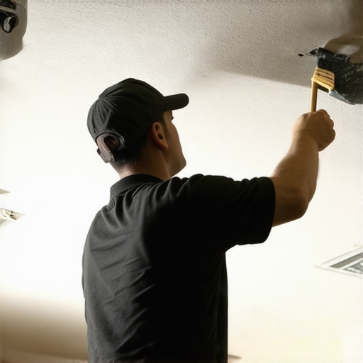 Professional applying final coat on ceiling for a smooth finish