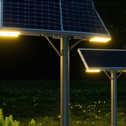 High-tech modular solar lighting system installed outdoors showcasing advanced features