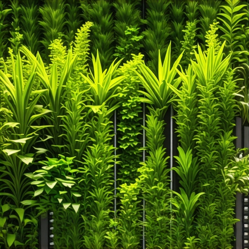 Advanced vertical garden with smart irrigation system in urban environment