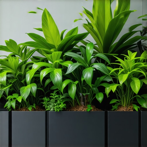 Modern indoor plant filter system with lush greenery and sleek design