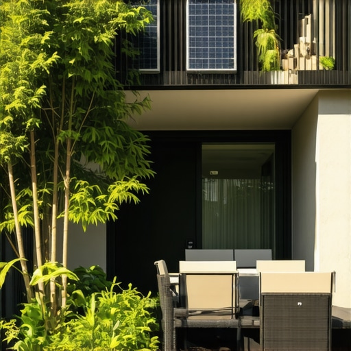 Futuristic balcony with integrated technology and eco-friendly features