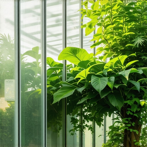 Futuristic indoor winter garden with automation and eco-friendly systems