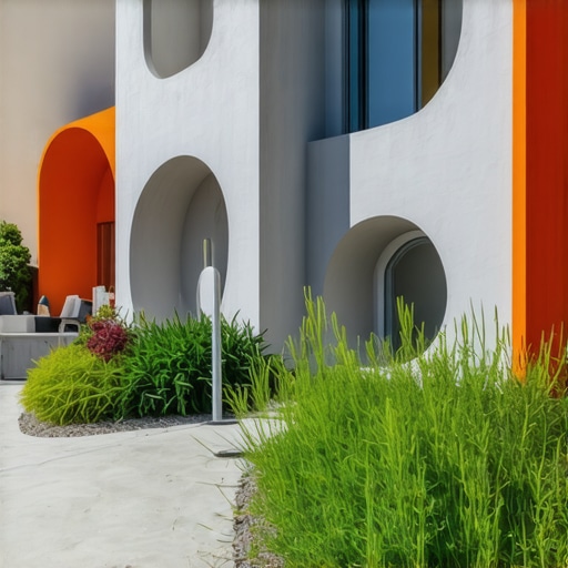 Dizajn moderne bašte sa geometrijskim oblicima i recikliranim materijalima
