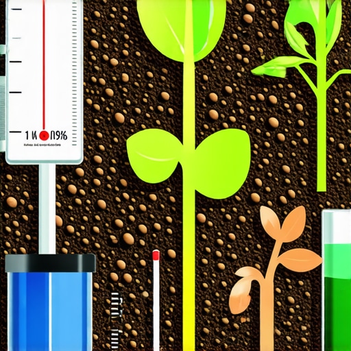 Advanced soil sensors measuring moisture and nutrients in a lush garden
