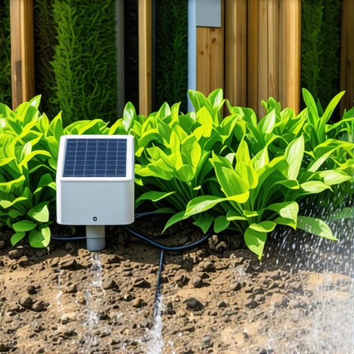 Garden with automated irrigation system, sensors, and solar pump