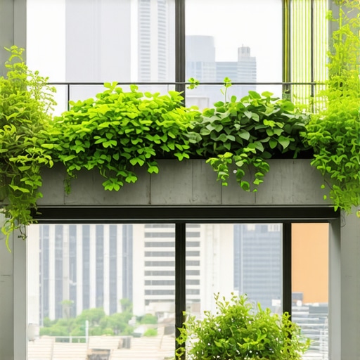 Modern vertical balcony garden with automated watering system and lush green plants
