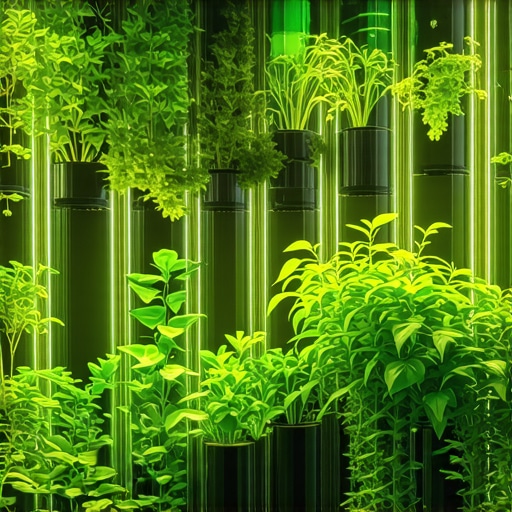 Recycled plastic bottle vertical garden with various herbs and vegetables