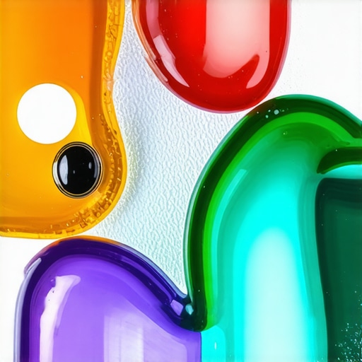Creative epoxy resin art with embedded objects Colorful epoxy resin art with embedded objects and glossy finish