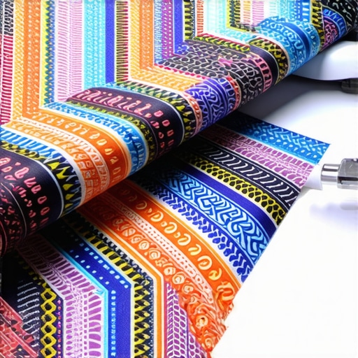 Close-up of digital textile printing with vibrant colors and detailed patterns