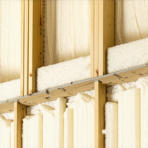 Eco-Friendly Insulation Materials Installation Eco-friendly insulation materials being installed on a ceiling, highlighting mineral wool, cellulose, and spray foam.