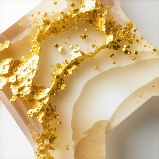 Ekskluzivni smolni podmetač sa zlatnim listićima Luksuzni smolni podmetač sa zlatnim listićima, visok sjaj, slojevi boja, umetnički dizajn