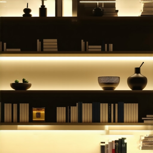 Funkcionalni modularni zidni sistem Modularni zidni sistem sa skrivenim fiokama i policama u modernom enterijeru