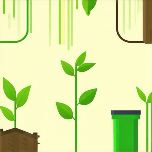 Home Recycling Systems and Circular Economy Visual of eco-friendly recycling systems at home, including composters and recycling stations