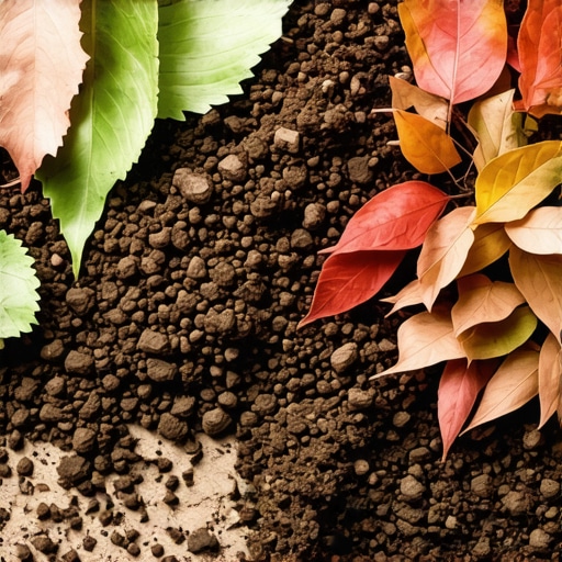 Innovative layered mulch in a sustainable garden Multilayer organic mulch layers in a lush garden bed