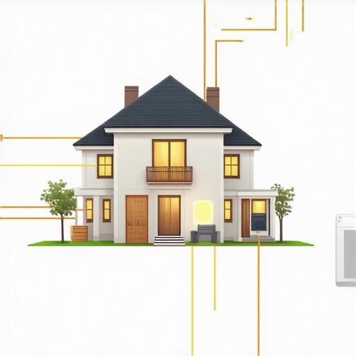 Integracija pametnih uređaja u domu Diagram of connected smart home devices with LED lighting, thermostats, and security systems