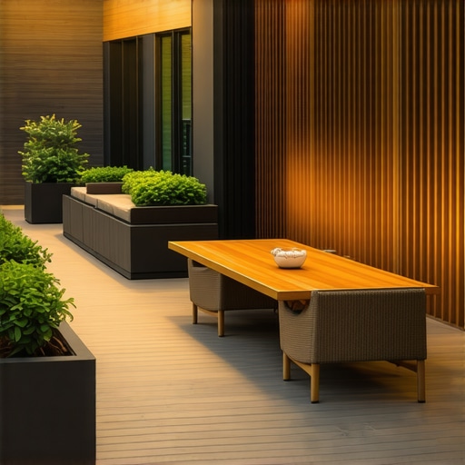 Modern Durable Terrace Visual Outdoor terrace with composite decking, lighting, and furniture, demonstrating durability.
