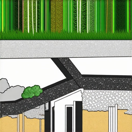 Modern Green Roof Layers Diagram Diagram illustrating the layered system of a modern green roof showing vegetation, insulation, and drainage layers
