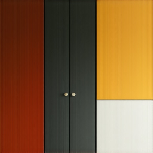 Modern Wardrobe with Melamin Finishes Close-up of wardrobe with different melamin textures and colors