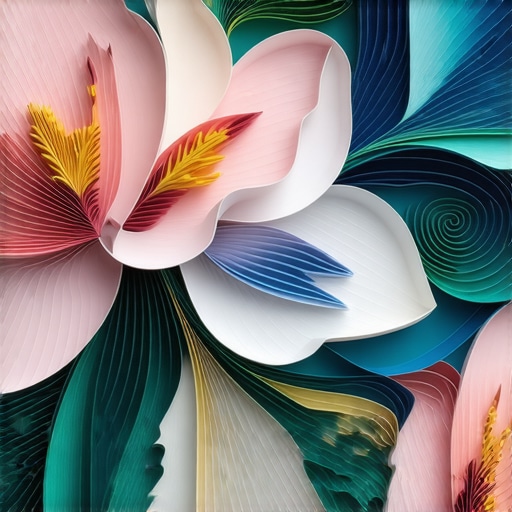 Napredne tehnike u quillingu Close-up of complex quilling art with layers, metallic details, and textured effects