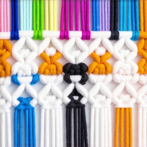 Napredni makrame uzorak sa složenim čvorovima i teksturama Složen makrame uzorak sa raznim čvorovima i bojama, za napredne projekte