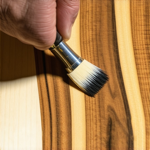 Primena zaštitnog laka na intarziji Detalj nanošenja UV-zaštitnog laka na slojeve drvene intarzije