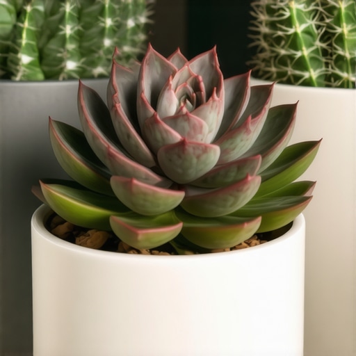 Detalj profesionalnog aranžmana sukulenata sa različitim vrstama i modernim posudama