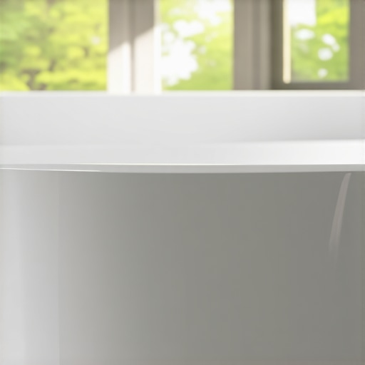 Professional Bathroom Bathtub Restoration Close-up of a restored and polished bathroom bathtub showing glossy surface and professional finish