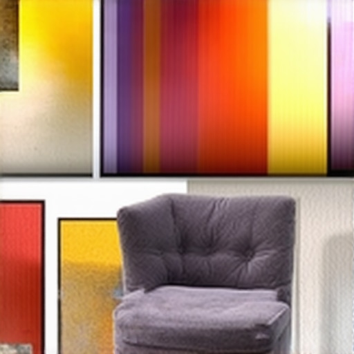 Recycled art decor in modern interior Elegant modern living room featuring recycled art decor, textured surfaces, and a refined color scheme