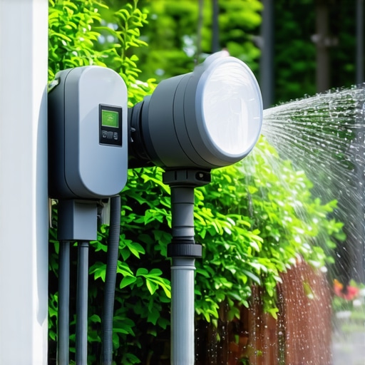 Smart Garden Irrigation System Advanced smart irrigation system with sensors in a vibrant garden