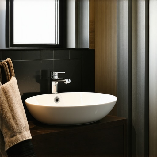 Smart bathroom with innovative design High-tech small bathroom with smart devices and modern materials