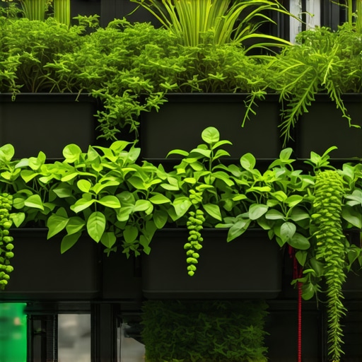 High-tech urban garden with IoT sensors and automated watering system