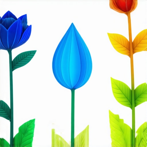 3D printed garden ornaments from recycled materials, detailed and colorful