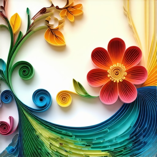 Close-up of layered quilling paper art showing depth and texture
