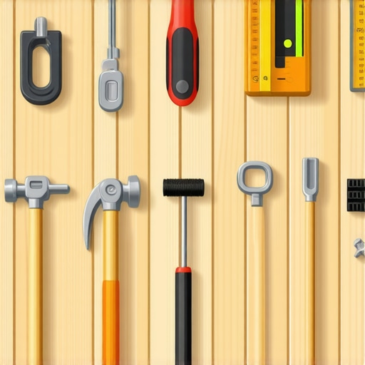 Set of essential DIY hand tools on a workbench.