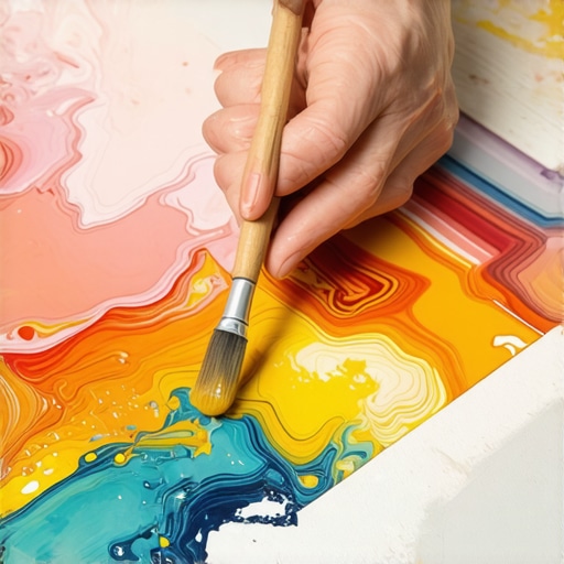 Detalj enkaustičkog rada sa slojevima voska Close-up of encaustic painting showing textured wax layers and vibrant colors