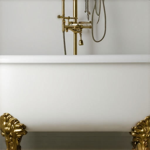 Blizu fotografija renovirane gusane kade sa nogicama, ukrasni detalji, moderni završni slojevi